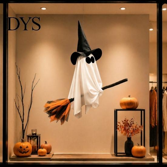 Venkovní dekorace duchů na zahradu Halloweenská čarodějnice Závěsná ozdoba na koště Strašidelný klobouk Plovoucí party rekvizity Přívěsky Vnitřní dekorace strašidelného domu