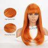 MERISIHAIR Orange Synthetic Long Straight Wig with Bangs for Women Cosplay Party Heat Resistant Hair Natural Long Wavy Wig