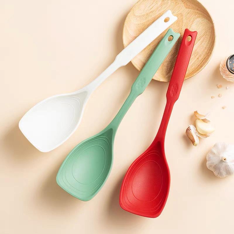 Silicone Spoon Multi-Use Hold Comfortable Non-Slip Round Handle Large Cooking Utensils Mixing Spoon Silicone Tableware Scoop
