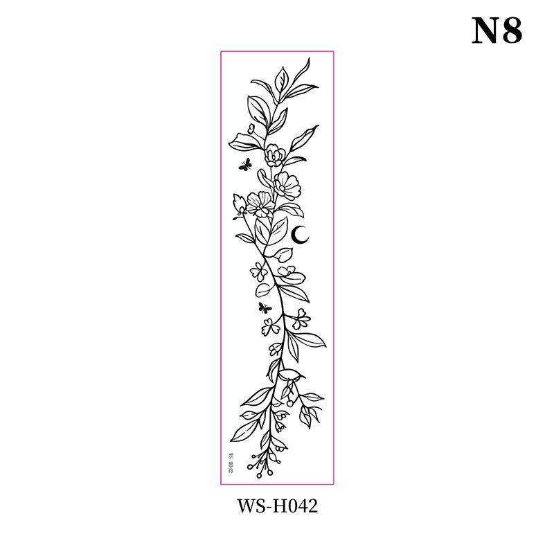 

Водонепроницаемая поддельная татуировка эскиз цветок простая линия листья ромашка цветочные временные татуировки наклейки черные белые девушки в as the picture