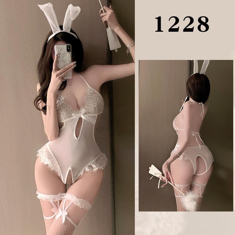 Xintao Erotic Underwear Women's Pure Desire Uniform Lace Halter Mesh Sleeping Dress Open Seductive Purple Erotic Set 1228