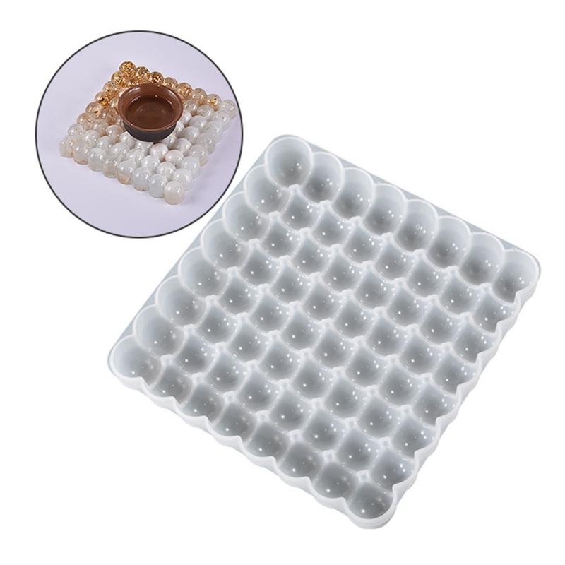Half Bead Coaster Molds Square Silicone Coaster Mold Cup Mat Mold Square Epoxy Casting Mold for Resin Coaster Home Decor