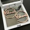 Personalized Name Hoop Earrings Custom Stainless Steel Nameplate Earrings 18k Gold Plated Letter Name Earrings Custom Gifts