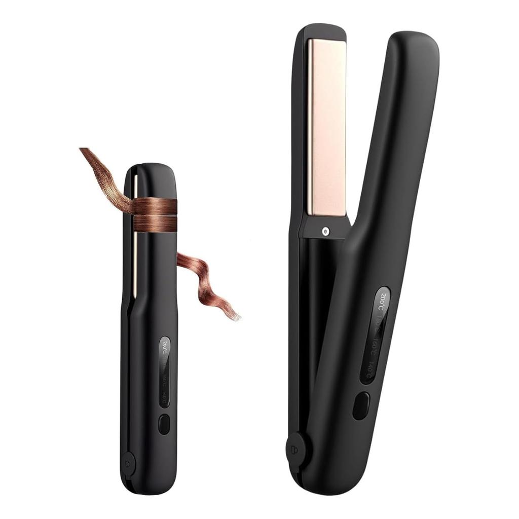 Cordless hair iron curl straight 2WAY 18mm plate 140 200 4 temperature settings 30s rapid heating 20 minutes automatic power off Type-C rechargeable