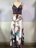 2025 New European & American Floral Lace-Up Spaghetti Strap Long Dress