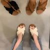 One-word slippers women wear flat bottom in summer 2025 This year's popular new fairy style French soft bottom cool slippers tide