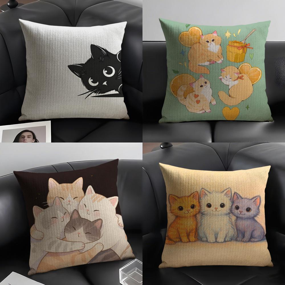 Cute cartoon plush cat Pillow Case Linen Cushion Covers For Decorative Sofa Home Pillows Case Car Chair Pillows Cases