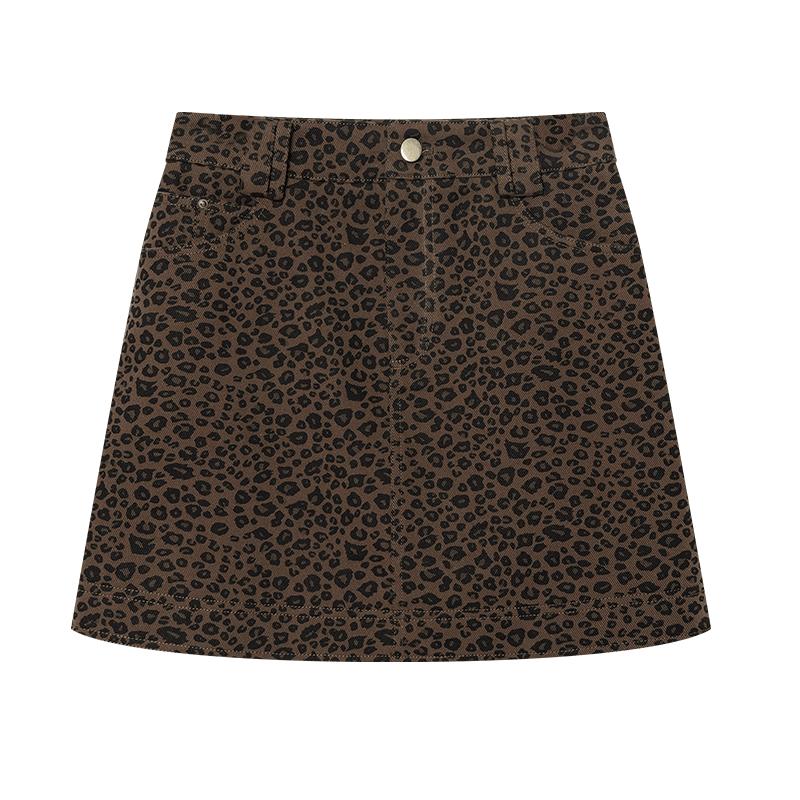 

Xiangying Women s Retro Leopard Print A-Line Mini Skirt S