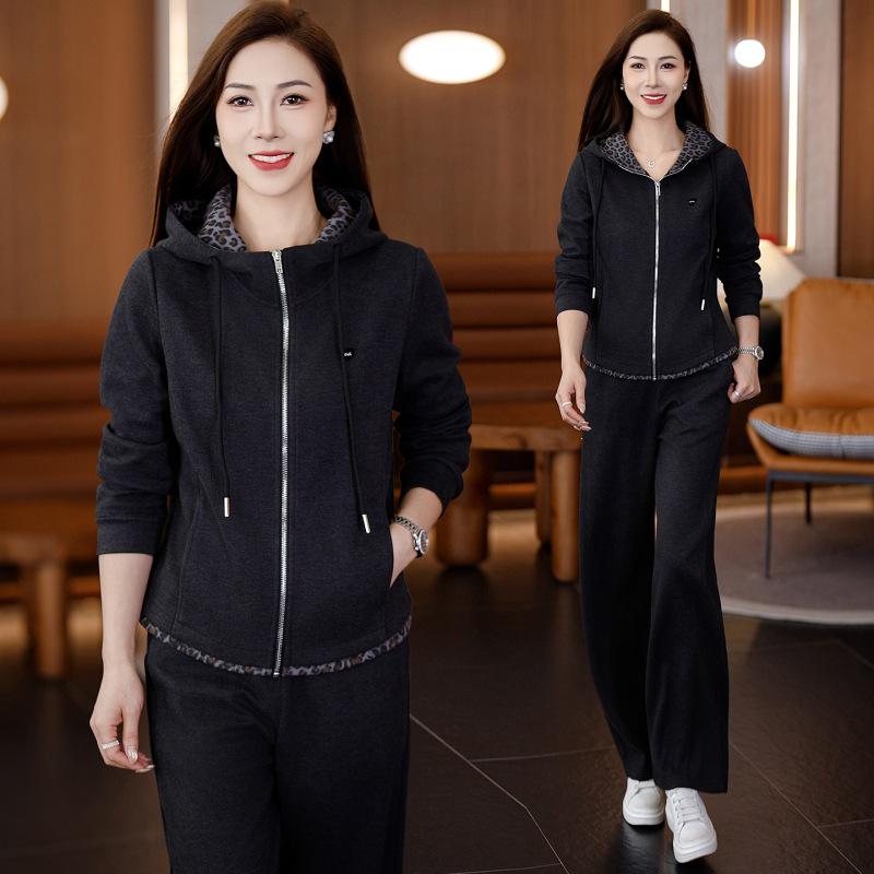 2026 Women's Two-Piece Sportswear Set: Casual Loose Hoodie & Long Pants for Spring & Autumn, Plus Size Available