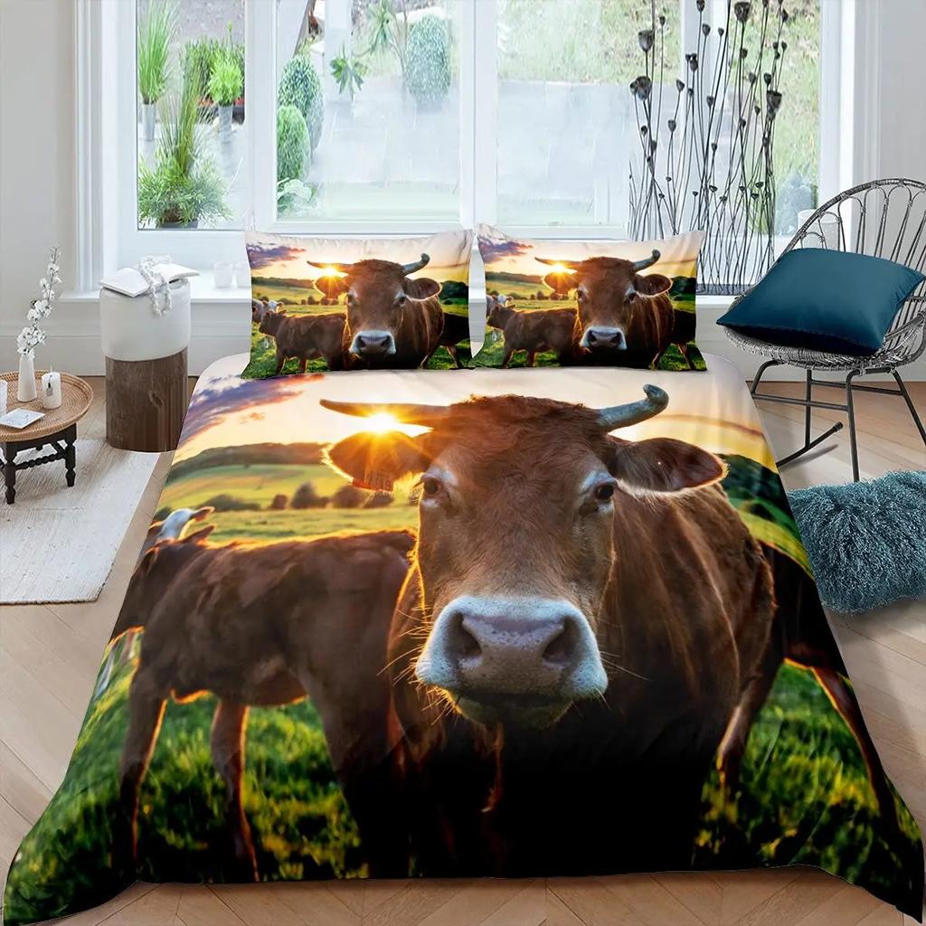 Ovečka Povlak na přikrývku King Queen Size Lovely Farm Animals Povlečení pro děti Teens Dospělí Bílá koza 2/3ks Povlak na polštář Povlak na přikrývku
