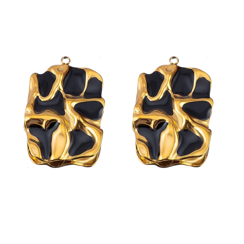 5pcs 2pcs Stainless Steel Wrinkle Rectangle Vintage Enamel Colorful Charm Pendants DIY Earrings Necklace Jewelry Making Supplies