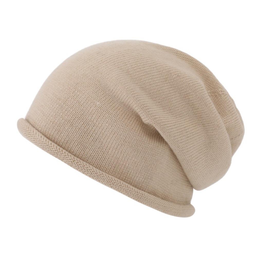 Fashion Soft Slouchy Beanie Hat Thickened Fleece Lined Cashmere Beanie Windproof Keep Warm Knit Hat Casual Wear бежевый