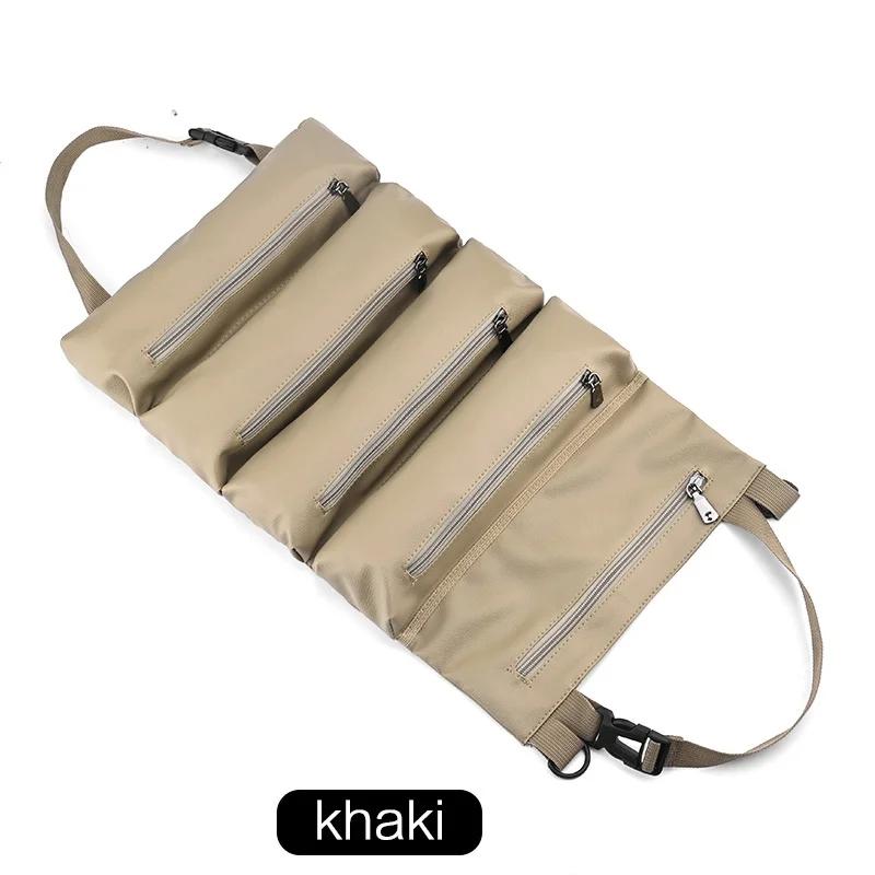 

Multi Purpose Tool Bag Wrench Roll Pouch Hanging Zipper Carrier Tote Working Tool Storage Bag хакі