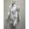 Women's Sets Summer Long-sleeved Lapel Printed Zipper Shirt Shorts