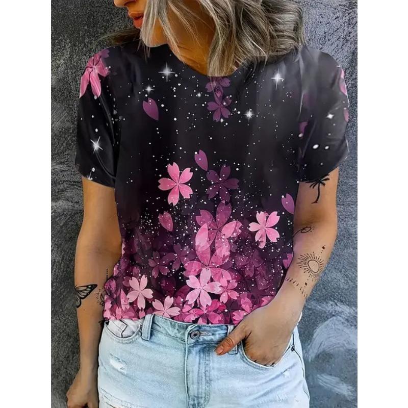 Summer Casual Versatile High-quality Fashion Short Sleeved Round Neck Loose T-shirt
