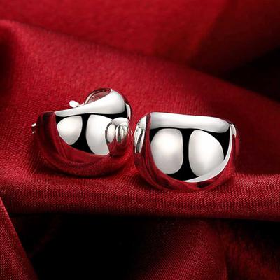 925 Silver Small Smooth Cute Hoop Earring Women Fashion Round Silver Earrings