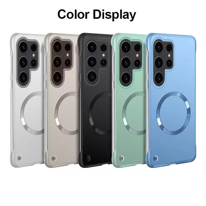 Ultra-Thin Metallic Paint For Magsafe Magnetic Case For Samsung Galaxy S25 Ultra S25 S24 S23 S22 Plus Ultra Borderless Cooling Cover