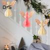 Angel Honeycomb Ornament Paper Angel Hanging Ornament with Sparkling Edge 3D Honeycomb Angel Decoration for Birthday Party Wedding