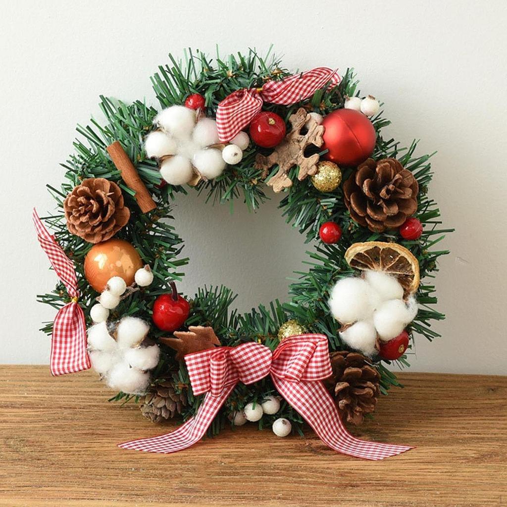 Artificial Christmas Wreath Door Garland Ornament Xmas for Porch Farmhouse
