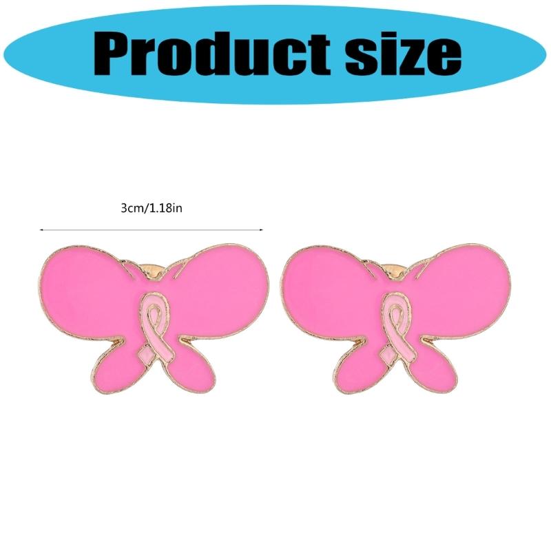 10Pcs Cancer Awareness Ribbon Brooch Pins For Women Butterfly Shape Decorative Lapel Pin For Clothing Embellishments