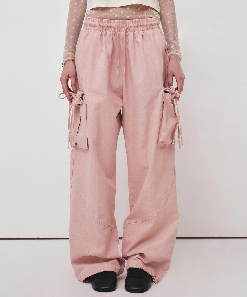 Nigaennikol Vintage Cargo String Wide Pants_Pink