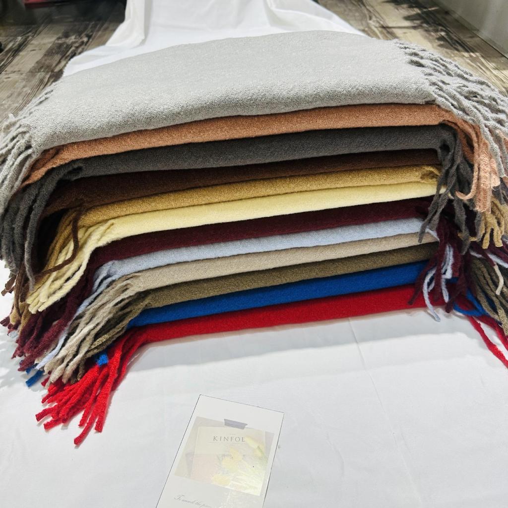 Snood cu ciucuri din cașmir imitație de culoare uni: Eșarfă și șal versatile, călduroase