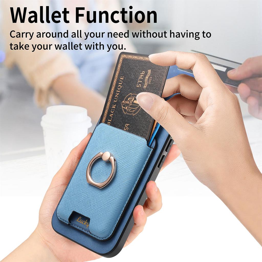 For iPhone 17 Air Magnetic Case Detachable Card Bag Leather Back Cover with Kickstand