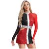 Women‘s 1960s Glitter Sequin Dress Long Sleeve Hollow Out Color Block Mini Sparkle Party Costume for Swinging Night Out