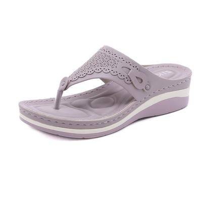 2024 European American Sandals Women's Large Size Light Retro Massage Pinch Foot Sponge Wedge Slippers SKT