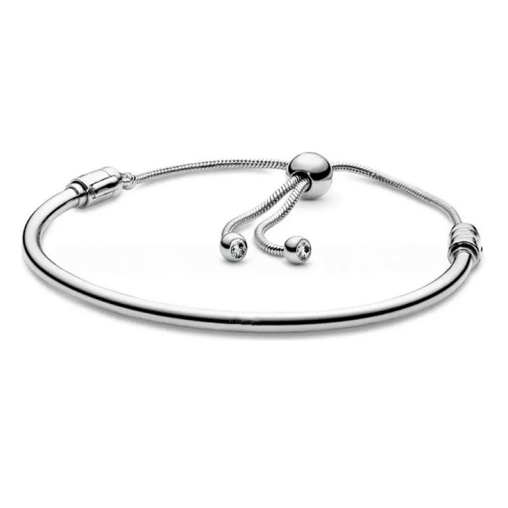 Adjustable Round Bead Bracelet S925 Pure Silver Heart Snake Bone Bracelet Charm DIY Accessories For Women's Gifts