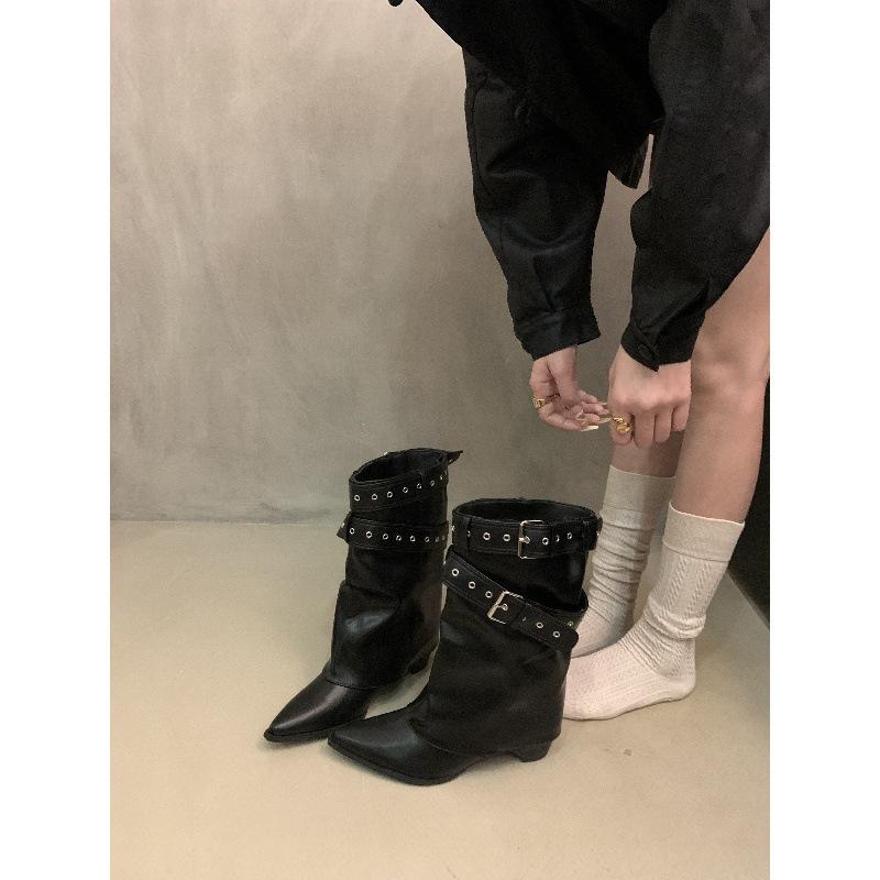 American Spice Girls Belt Buckle Pants Boots Short Boots Season Niche Design Short Boots Western Boots