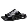Summer New Shoes for Men Genuine Leather Sandals Crocodile Print Casual Slipper Air Cushion Flip Flops Cool Beach Shoes