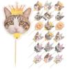 24 Stück Katzen-Kuchenaufsätze Tierdekorationen Bambusspieße Cupcake-Party Hochzeit Geburtstag Zubehör Festliche Partyartikel