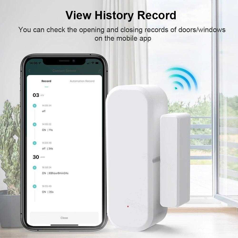 Smart WiFi Wireless Door Sensor Smart Home Open Close Detector Smart Life App Control Notification Compatible with Alexa Google