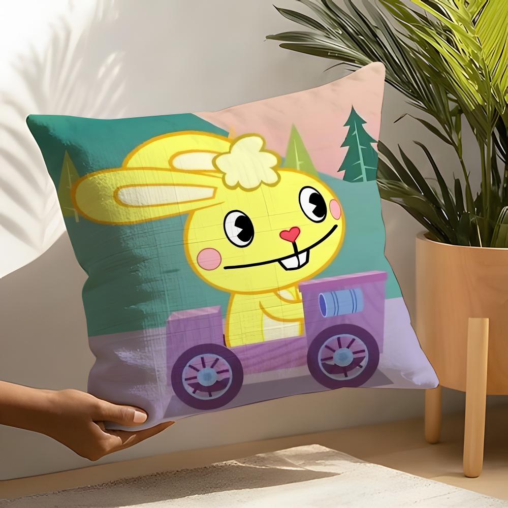 Cute Cartoon HHappy Tree Friends Linen Cushion Covers For Decorative Sofa Home Pillows Case Car Chair Pillows Cases