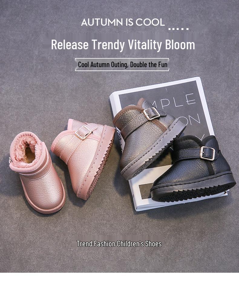 2025 Winter Fleece-lined Girls' Snow Boots - Warm Short Boots for Kids