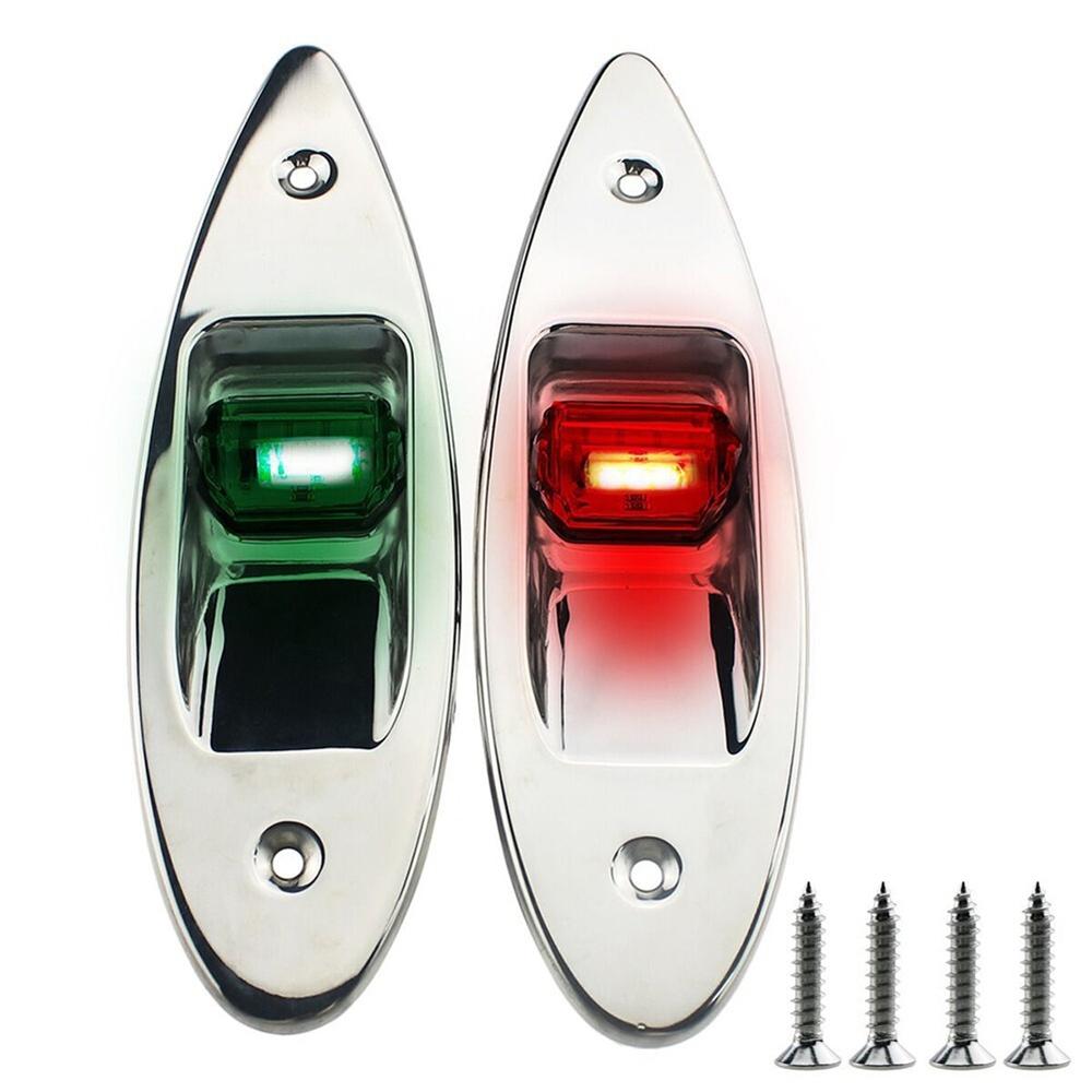 2x Red+Green Marine Boat Navigation LED Side Tear Drop Lights Vertical Mount 12V