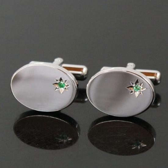 Kamakura Cufflinks Workshop May Birthstone Emerald Cufflinks Tie Pin Set jset001-a-5