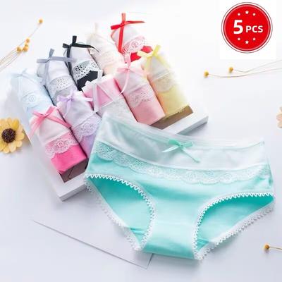 5 Teil/satz Mädchen Höschen Spitze Mädchen Für Jugendliche Kinder Baumwolle Dessous 12-18 Jahre