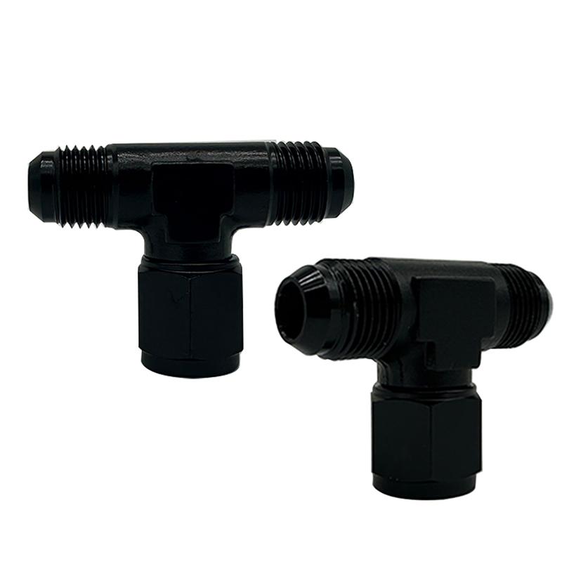 4AN 6AN 8AN 10AN 12AN Hose Tee Connector Fitting Male To Male Female Tee On Side Thread Fitting Adapter Junction Coupler Black