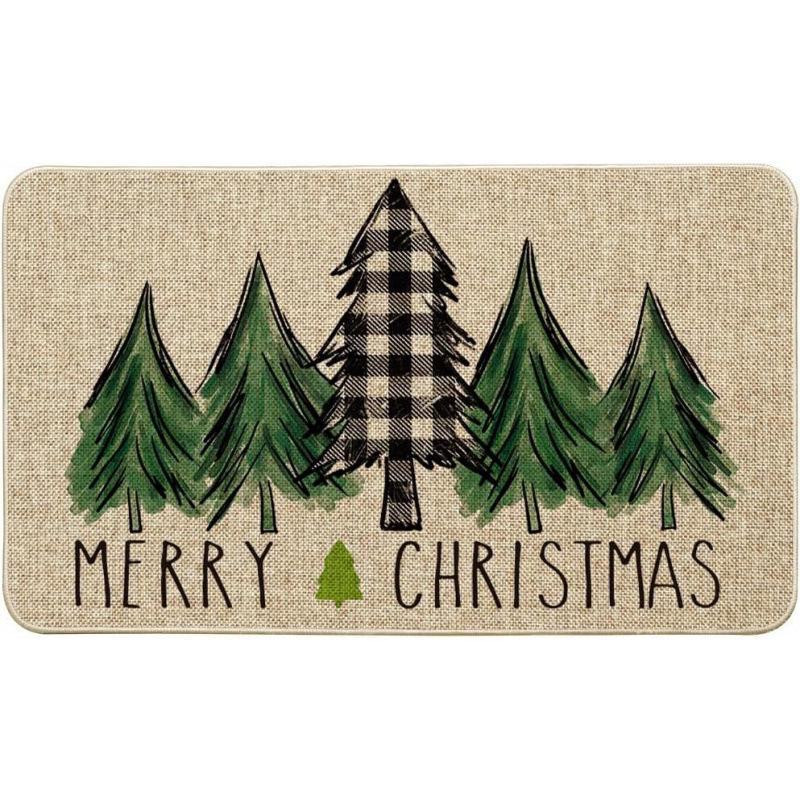Imitation Linen Christmas Floor Mats - Bathroom & Door Holiday Decor Mats