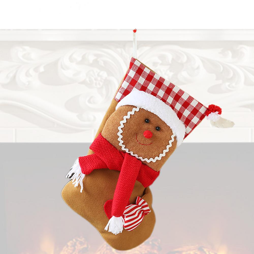 Gingerbread Men Stocking Christmas Characters Large Stocking Sock Holiday Decoration Christmas Tree Ornament For Doorknob Window 38x25cm