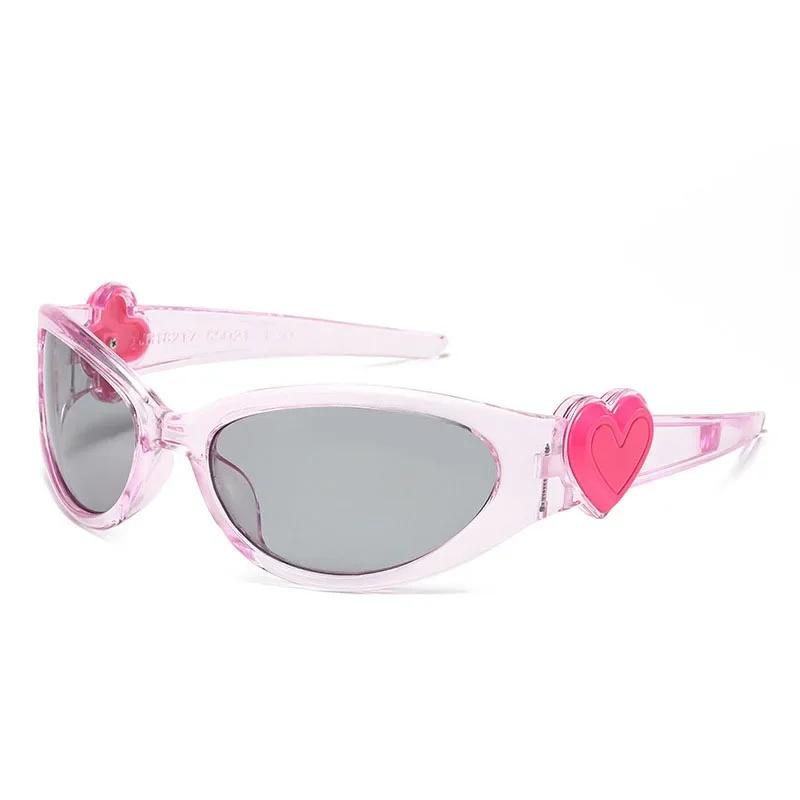 Retro  Style Oval Sunglasses Women Fashion Heart Frame Sports Goggles Popular Cat Eye Party Sun Glasses Ladies