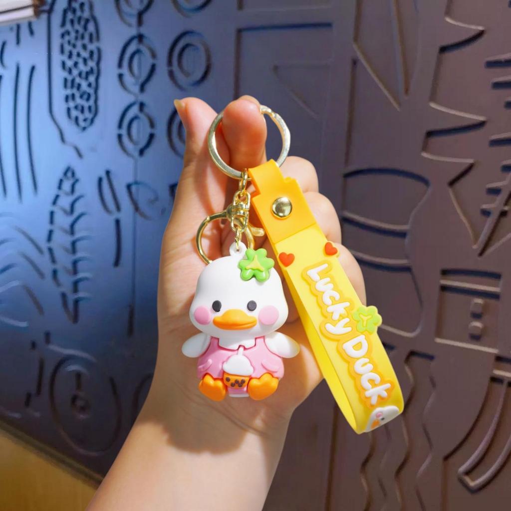 Entzückender Enten-Schlüsselanhänger: Weicher Gummi-Tier-Persönlichkeits-Anhänger für Taschen, Autos und mehr