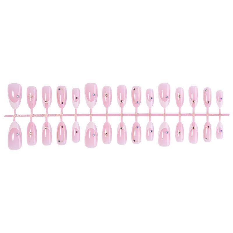 Almond-Shaped Glitter Nail Tips: Translucent Powder, Sweet & Versatile Style, Pre-Made Manicure, False Nails