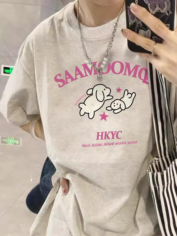 

Cute Cartoon Puppy Women s Loose Cotton T-shirt - Summer 2025 Trend M абрикосовий