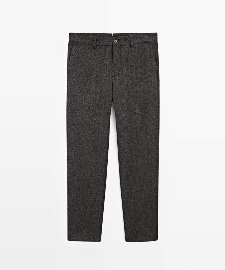 Masimodutti Wool Blend Twill Pants