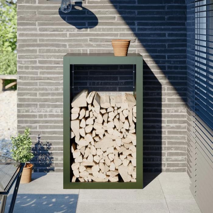 VidaXL Portant de bois de chauffage vert 60x40x100 cm acier, magasin de bûches, porte-bûches de cheminée, support de bûches, 850992