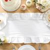 Ruffled Table Runner 72 Inches Long Rustic Cotton Tabletop Farmhouse Decor for Baby Shower Bride Shower Birthday Holiday Party(Solid Color,White)