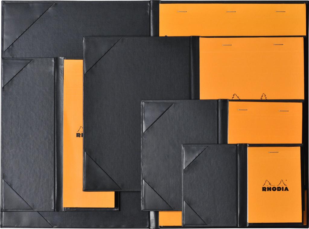 Rhodia Hardcover Notepad No. 16 (A5), Black (Block Rhodia No. 16 with Orange, 80 Sheets, 5mm Grid) RHODIA cf-rdhc16bk